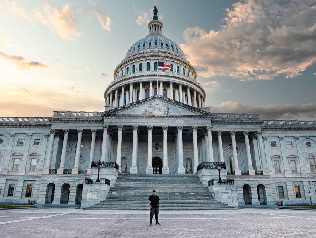 US Capitol building at dusk, representing the presidential trade authority behind the Section 122 tariff